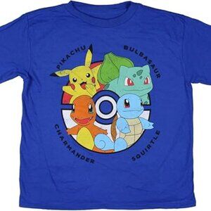 Pokémon Boys' Pikachu Bulbasaur Charmander Squirtle Tee T-Shirt Crewneck